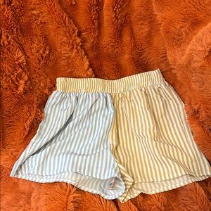 SHEIN High Waist Striped Blue and Tan Shorts